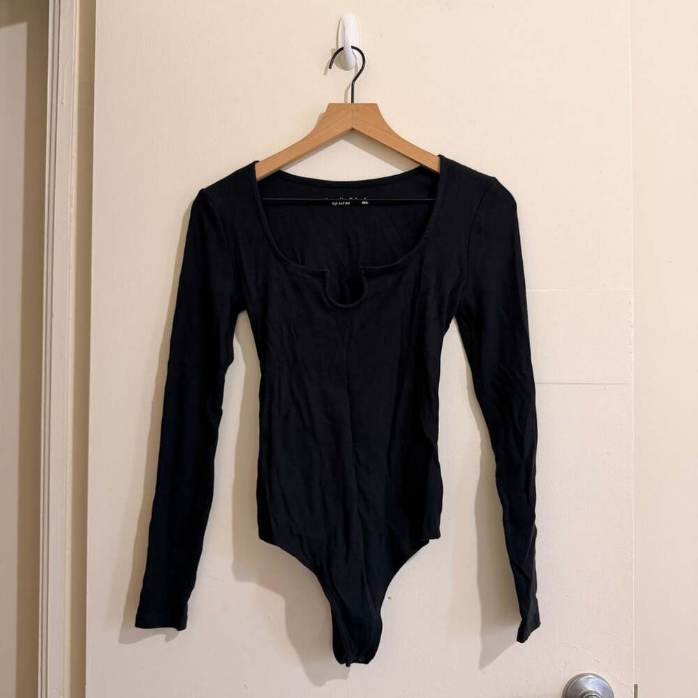 Abercrombie & Fitch Soft A&F Rib Long Sleeve Bodysuit Black Size S